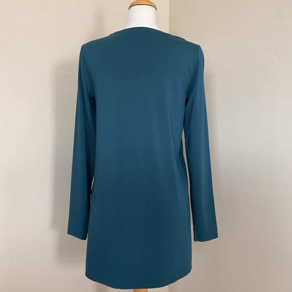 Eileen Fisher Tunic Top Long Sleeve Blue Green Size S - Picture 3 of 9